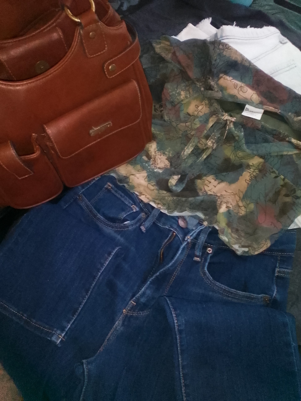 Classic Levis Dark Blue Denim 27 Crop Top Mid Tee Clutch Bag With Phone Holder